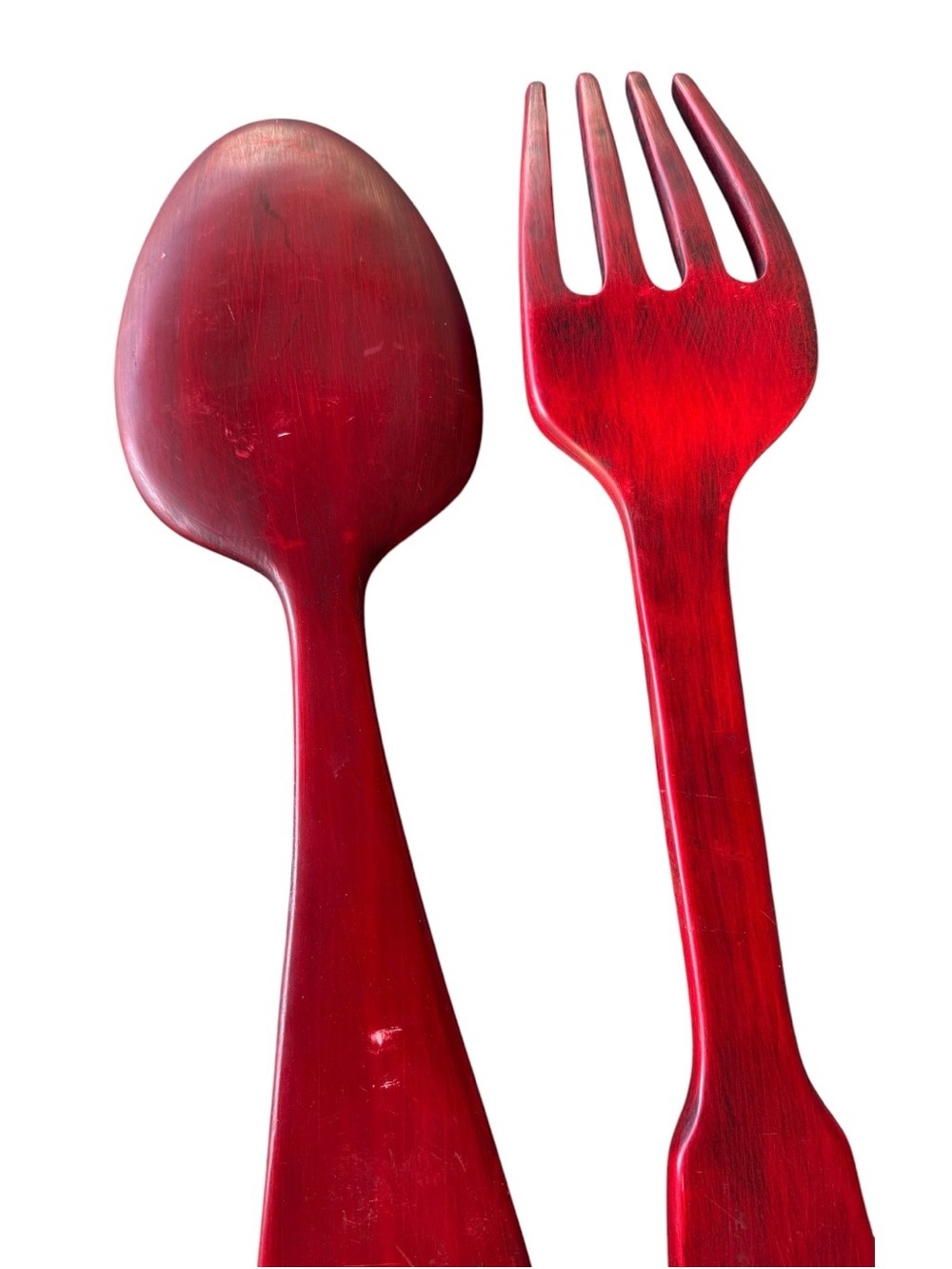 Large Red Wooden Spoon & Fork Wall Decor - Kitchen Accent - Picture 6 of 8